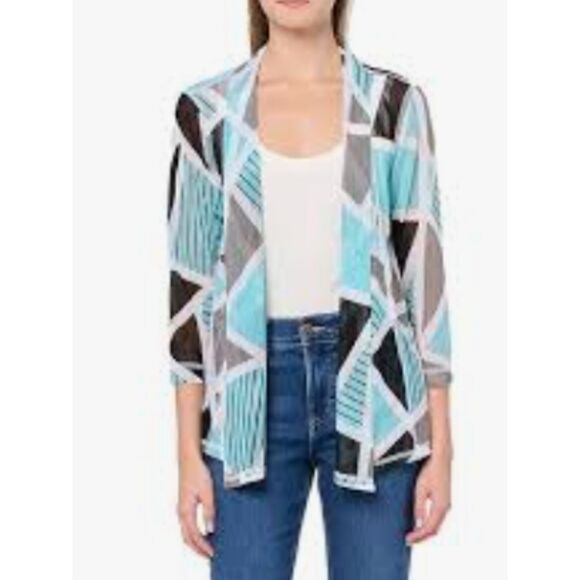 MULTIPLES Women's 3 Quarters Sleeve Collar Open Drapery Front Cardigan Sz Med - Picture 4 of 5